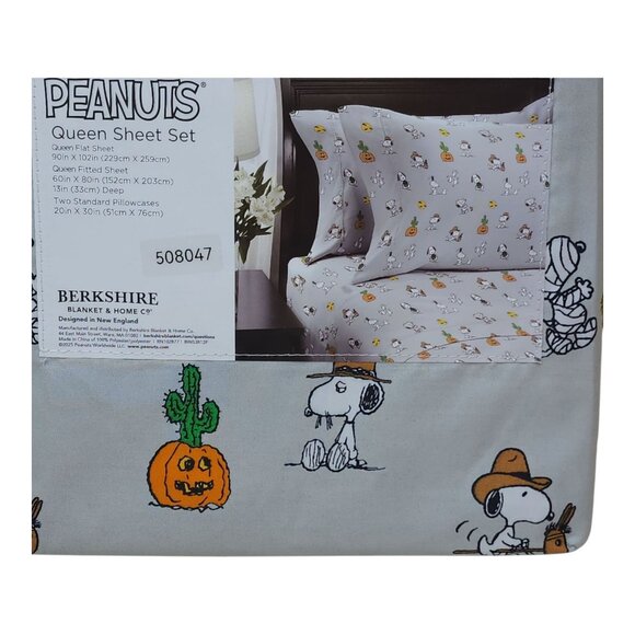 Peanuts Snoopy Fall Western Halloween Queen Sheet Set By Berkshire Desert - Picture 6 of 8